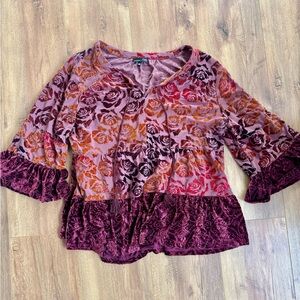 RBX Floral Velvet Blouse
